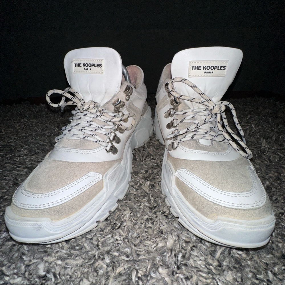 The Kooples White Leather Chunky Sole Sneakers size 40 EU MEN’S 7 WOMEN’S 9.5 US